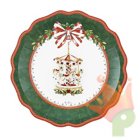 PIATTI NATALIZI SANTA CAROUSEL 27 CM 8 PZ