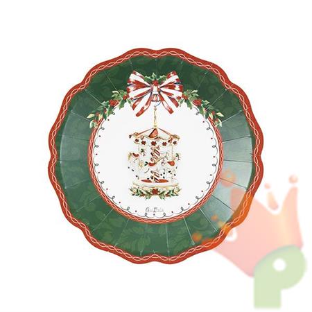 PIATTI NATALIZI SANTA CAROUSEL 21 CM 8 PZ
