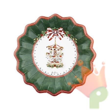 PIATTI FONDI NATALIZI SANTA CAROUSEL 8 PZ 24 CM