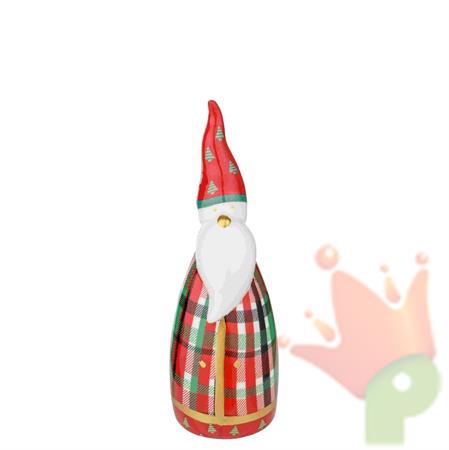 BABBO NATALE TARTAN CON RIFINITURE ORO IN PORCELLANA H.16 CM