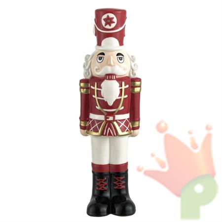 SOLDATINO SCHIACCIANOCI IN PIEDI ROSSO CERAMICA H.22X7X6 CM