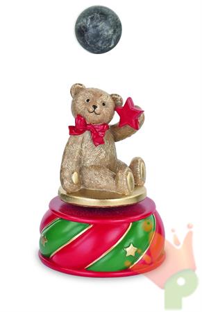 CARILLON ORSETTO CON FIOCCO ROSSO H.14,5X10,5 CM