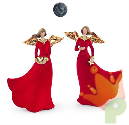 ANGELO FLOCCATO ROSSO CON STELLA/CUORE ASSORTITO H.23 CM