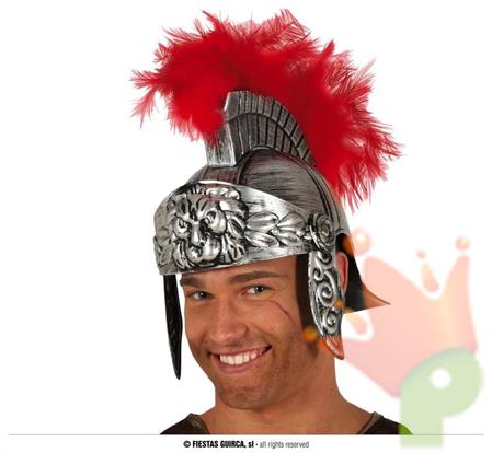 CASCO ROMANO ARGENTO CON PIUMA
