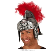 CASCO ROMANO ARGENTO CON PIUMA