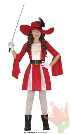 COSTUME MOSCHETTIERE ROSSO BAMBINA TG. 5/6 ANNI