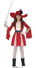 COSTUME MOSCHETTIERE ROSSO BAMBINA TG. 10/12 ANNI