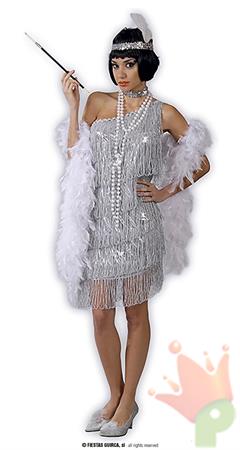 COSTUME CHARLESTON ARGENTO ADULTA TG. 36/38 S