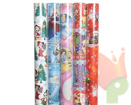 CARTA REGALO CON DECORO DISNEY  NATALIZIE 70X200CM ASS.