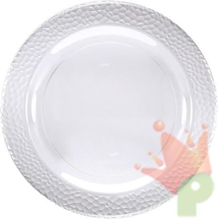 PIATTI IN PLASTICA CON BORDO MARTELLATO TRASPARENTE 26 CM 10 PZ