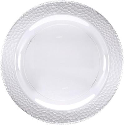 PIATTI IN PLASTICA CON BORDO MARTELLATO TRASPARENTE 26 CM 10 PZ