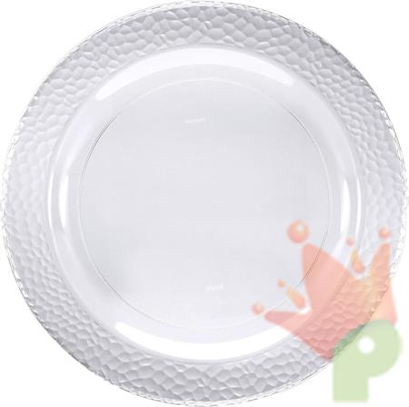 PIATTI IN PLASTICA CON BORDO MARTELLATO TRASPARENTE 10 PZ 23 CM