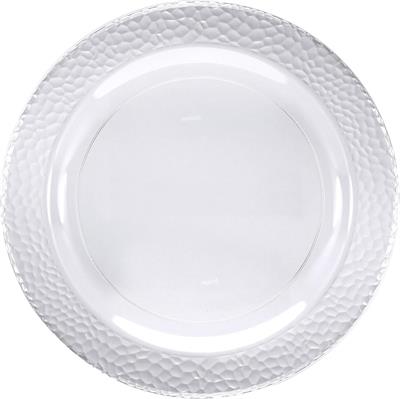 PIATTI IN PLASTICA CON BORDO MARTELLATO TRASPARENTE 10 PZ 23 CM