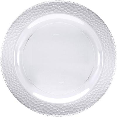 PIATTI IN PLASTICA CON BORDO MARTELLATO TRASPARENTE 10 PZ 19 CM