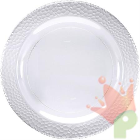 PIATTI IN PLASTICA CON BORDO MARTELLATO TRASPARENTE 33 CM 2 PZ