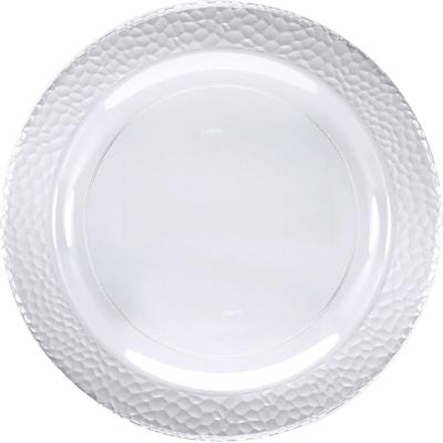 PIATTI IN PLASTICA CON BORDO MARTELLATO TRASPARENTE 33 CM 2 PZ