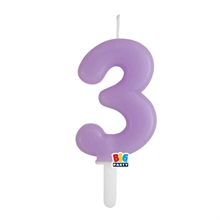 CANDELINA NUMERO 3 LILLA TINY PLUMP 7 CM