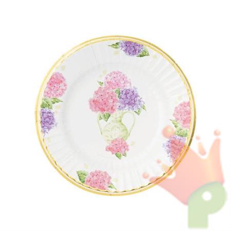 PIATTI IN CARTA ORTENSIE 8 PZ 21 CM