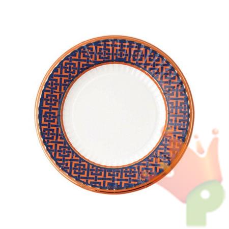 PIATTI IN CARTA BLU E ARANCIONE 8 PZ 21 CM