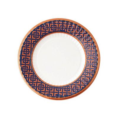 PIATTI IN CARTA BLU E ARANCIONE 8 PZ 21 CM