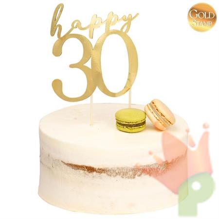 CAKE TOPPER HAPPY 30 ORO 13X12 CM