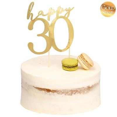CAKE TOPPER HAPPY 30 ORO 13X12 CM