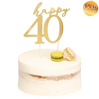 CAKE TOPPER HAPPY 40 ORO 13X12 CM