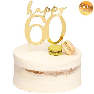 CAKE TOPPER HAPPY 60 ORO 13X12 CM