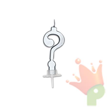 CANDELINA PUNTO INTERROGATIVO ITALIC ARGENTO METAL 7 CM