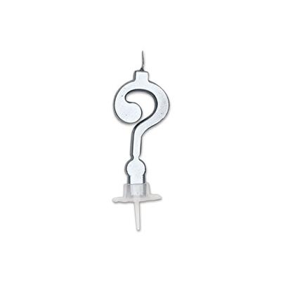 CANDELINA PUNTO INTERROGATIVO ITALIC ARGENTO METAL 7 CM