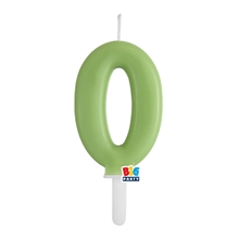 CANDELINA NUMERO 0 VERDE OLIVA TINY PLUMP 7 CM