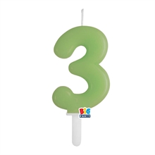 CANDELINA NUMERO 3 VERDE OLIVA TINY PLUMP 7 CM