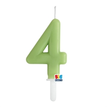 CANDELINA NUMERO 4 VERDE OLIVA TINY PLUMP 7 CM