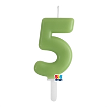 CANDELINA NUMERO 5 VERDE OLIVA TINY PLUMP 7 CM