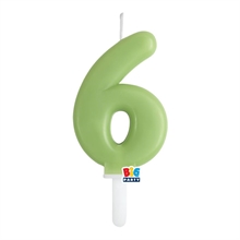 CANDELINA NUMERO 6 VERDE OLIVA TINY PLUMP 7 CM