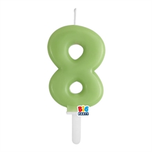 CANDELINA NUMERO 8 VERDE OLIVA TINY PLUMP 7 CM