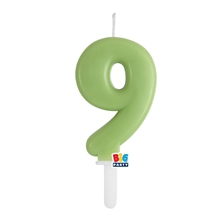 CANDELINA NUMERO 9 VERDE OLIVA TINY PLUMP 7 CM