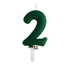 CANDELINA NUMERO 2 VERDE FORESTA TINY PLUMP 7 CM