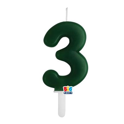 CANDELINA NUMERO 3 VERDE FORESTA TINY PLUMP 7 CM