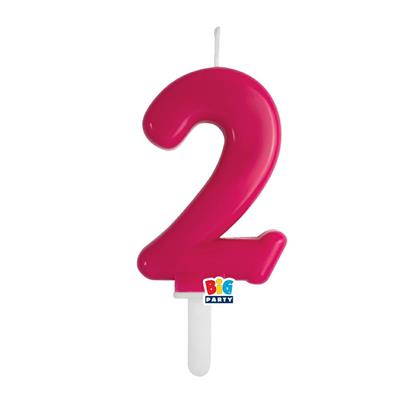 CANDELINA NUMERO 2 FUCSIA TINY PLUMP 7 CM