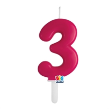 CANDELINA NUMERO 3 FUCSIA TINY PLUMP 7 CM