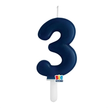 CANDELINA NUMERO 3 BLU NAVY TINI PLUMP 7 CM