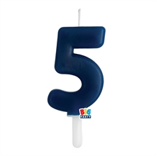 CANDELINA NUMERO 5 BLU NAVY TINY PLUMP 7 CM