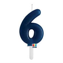 CANDELINA NUMERO 6 BLU NAVY TINY PLUMP 7 CM
