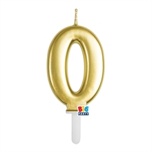 CANDELINA NUMERO 0 ORO METAL TINY PLUMP 7 CM