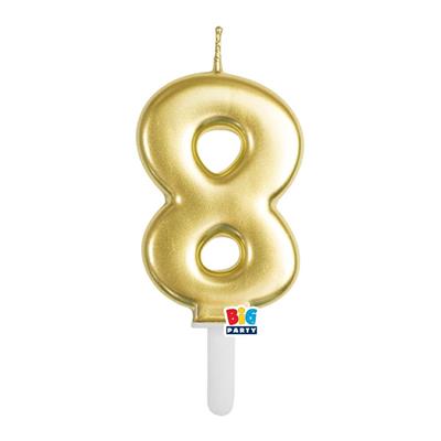 CANDELINA NUMERO 8 ORO METAL TINY PLUMP 7 CM