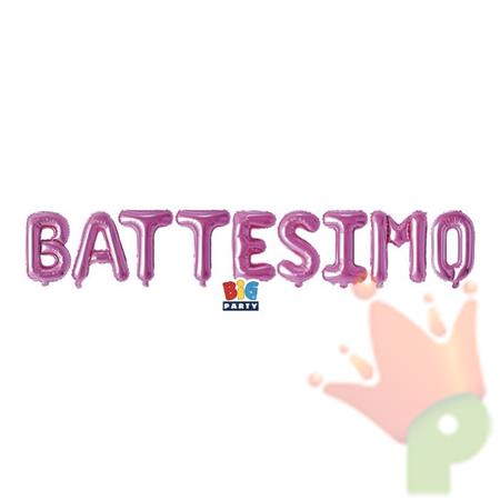 PALLONCINO MYLAR SCRITTA BATTESIMO ROSA 300X40 CM