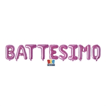 PALLONCINO MYLAR SCRITTA BATTESIMO ROSA 300X40 CM