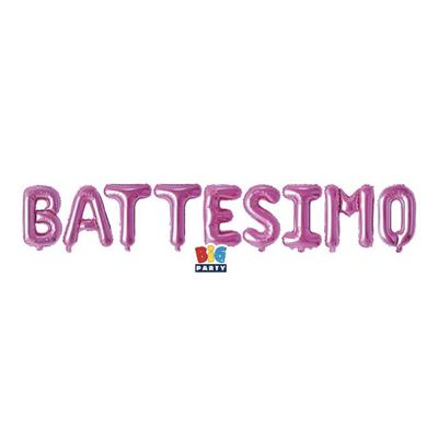 PALLONCINO MYLAR SCRITTA BATTESIMO ROSA 300X40 CM