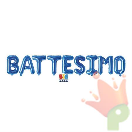 PALLONCINO MYLAR SCRITTA BATTESIMO CELESTE 300X40 CM